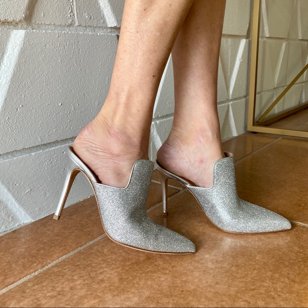 🔥$500 VERONICA BEARD🔥 Perfect “Penn” Mules Silver Glittered - Picture 16 of 16